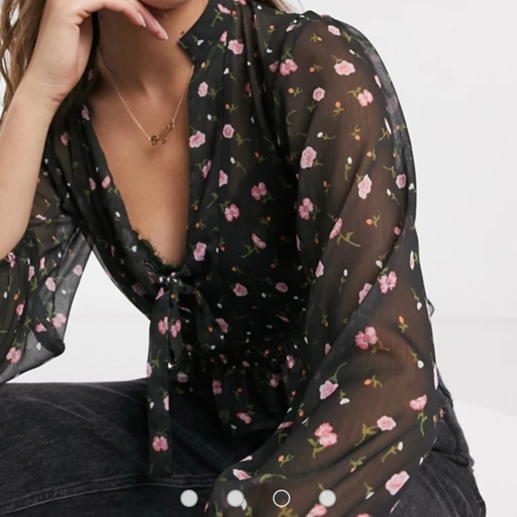 3/15 SALE NWOT Sheer Long Sleeve Top from ASOS Tall - Picture 3 of 10